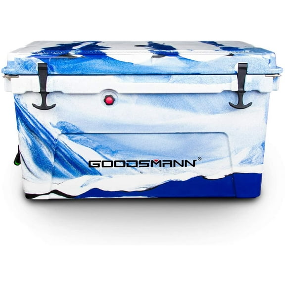 GOODSMANN Outdoor Camouflage 50 Quart Heavy-Duty Roto-Molded Camping, Fishing Cooler and Ice Box with Basket, Cup Holder and Cutting Board 9921-1150-C