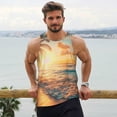 thumbnail image 6 of Lsque Tropical Sunset Beach Scene Pattern Mens Tank Tops Muscle Athletic Quick Dry Sleeveless Workout Fitness T Shirts Beach Tank Top, Loose-fit Sleeveless Shirt for Men-Medium, 6 of 7