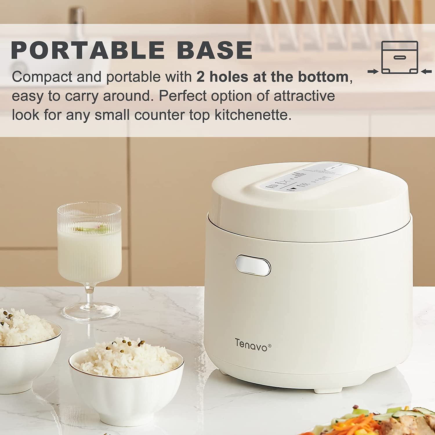 1 Tenavo Digital Mini Rice cooker 4 cups Uncooked, 2L Rice cooker Small,  Portable Rice cooker Small for 3-4 People, Travel Rice co