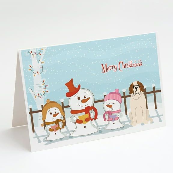 Caroline's Treasures Merry Christmas Carolers Saint Bernard Christmas Greeting Cards with Envelopes, 5" x 7" (8 Count)