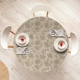 thumbnail image 4 of Ambesonne Floral Fitted Round Tablecloth, Minimalist Botanical Blossom, 36"- 40" Diameter, Eggshell and Warm Taupe, 4 of 5