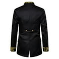 thumbnail image 3 of Lolmot Men's Court Prince Gold Embroidered Uniform Wedding Party Dinner Dress Jacket Blazer Tuxedo Long Sleeve Stand Collar Gothic Jacket Punk Outwear Coat, 3 of 4