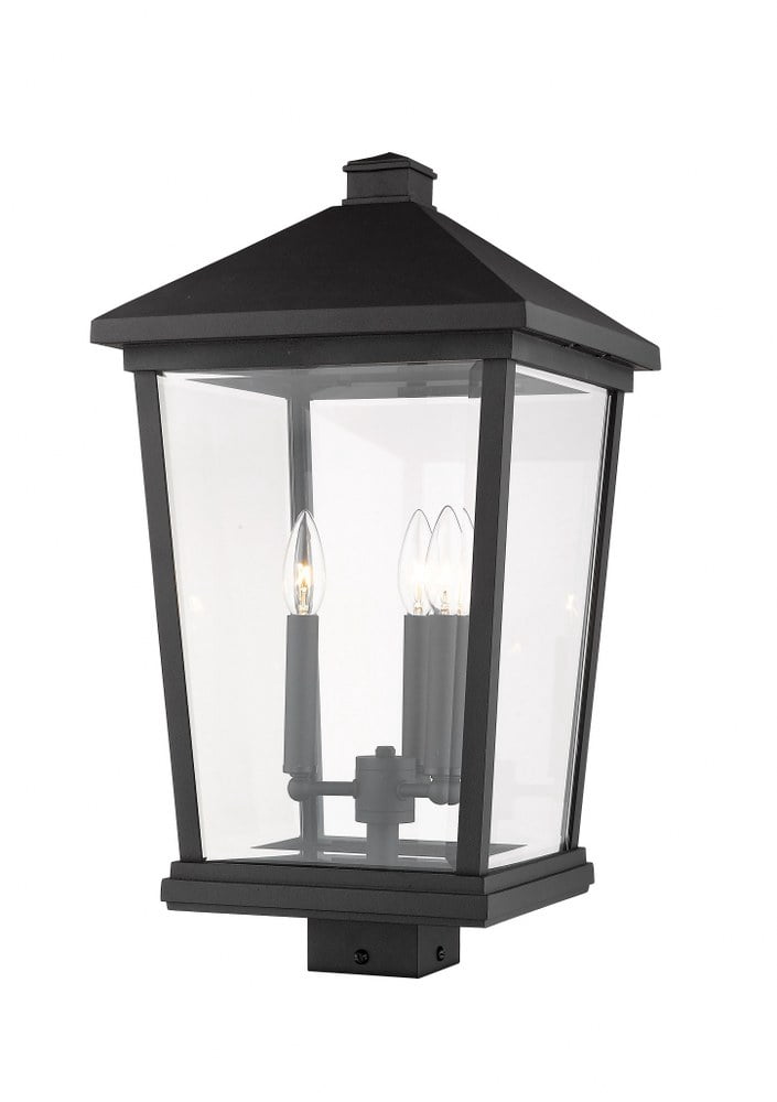 Z-Lite Beacon 3 Light 22" Glass Aluminum Outdoor Lamp Post Fixture in Bronze
