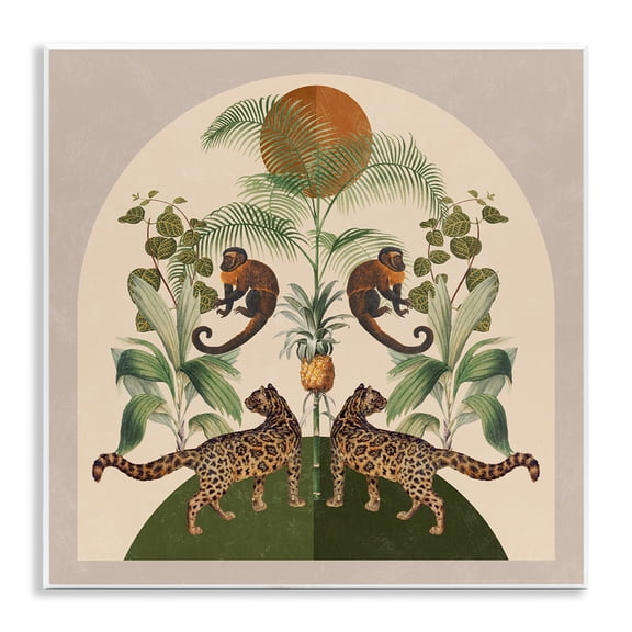 Stupell Industries Boho Jungle Animals Landscape Painting Unframed Art Print Wall Art, 12 x 12