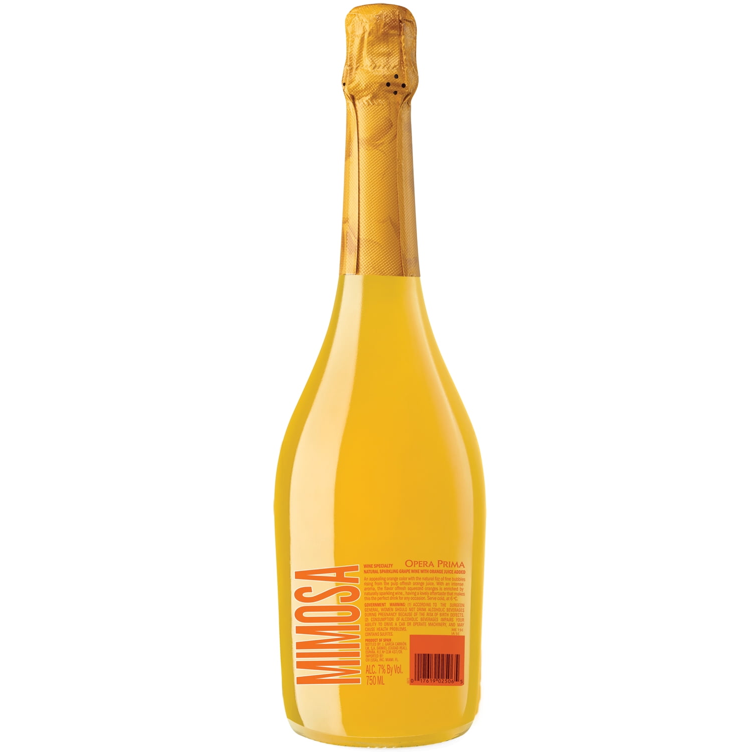 Opera Prima Demi Sec Sparkling Mimosa, 750ml, Glass Bottle, Spain, 7% ABV