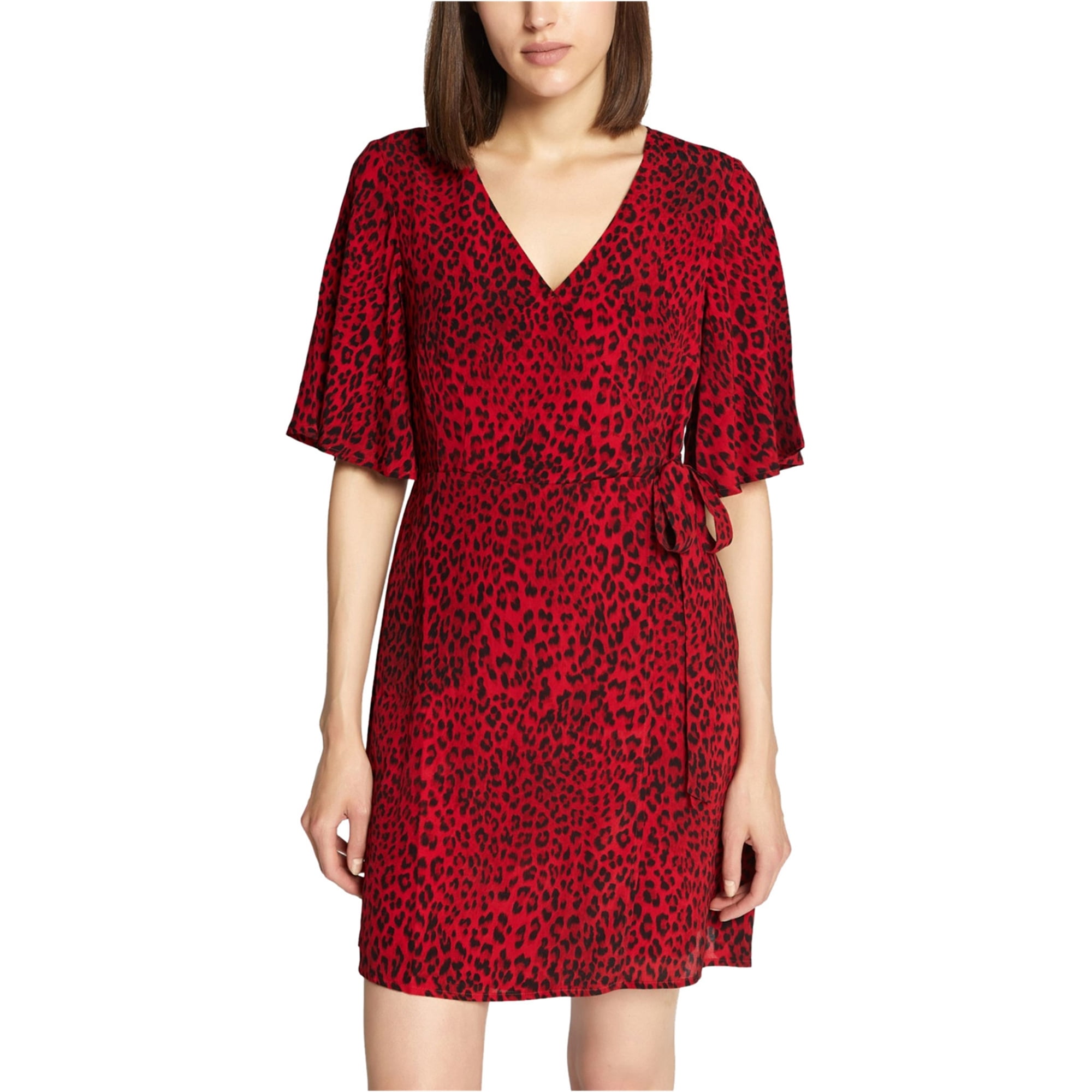 red leopard wrap dress