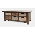 thumbnail image 4 of Jofran Painted Canyon Rustic Solid Acacia Box Coffee Table with Pull-Through Drawers and Caster Wheels, 4 of 7