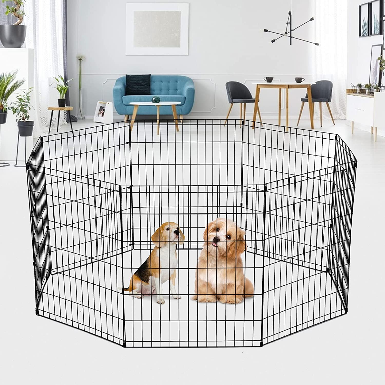 24" Dog Pen Portable & Adjustable Shape 8 Panel Pet Playpen, Dog