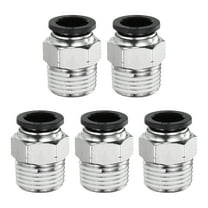 Uxcell 5pcs Push to Connect Fitting 1/2" x 1/2" Thread Brass Straight Union, Black