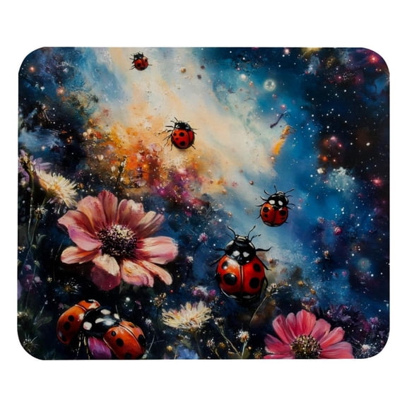PhooArto Comfortable Mouse Pad Colorful Galaxy Ladybug Flowers Desktop Mousepad , 21 x 25 cm Mouse Mat, Non-Slip Rubber Base, Improves Speed and Precision