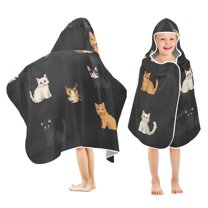 Yayeee Kids Hooded Towels Toddler Soft Absorbent Beach Bathing Wrap 50" x 23.5", Pixel Cat