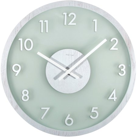NEXTIME WALL CLOCK FROSTED WOOD - WHITE