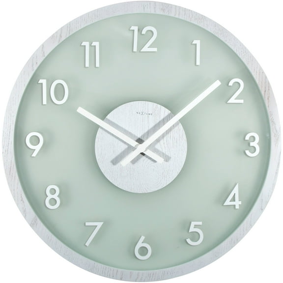 NEXTIME WALL CLOCK FROSTED WOOD - WHITE
