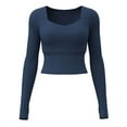 thumbnail image 6 of aidice Workout Tops for Women Cropped Square Neck Lightweight Long Sleeve Thumb Hole Activewear Athletic Shirt, 6 of 7