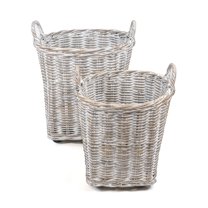 Happimess Drum Side Tables With Lids - 2-Piece Hammered Metal Storage, Almond Finish, Rustic End Tables