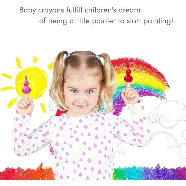 VICTERR Crayon de couleurs enfant,Crayons de cire empilables pour  enfants（16pièces 12 couleurs en 1）,Cadeau anniversaire enfants,Cadeaux de  tombola