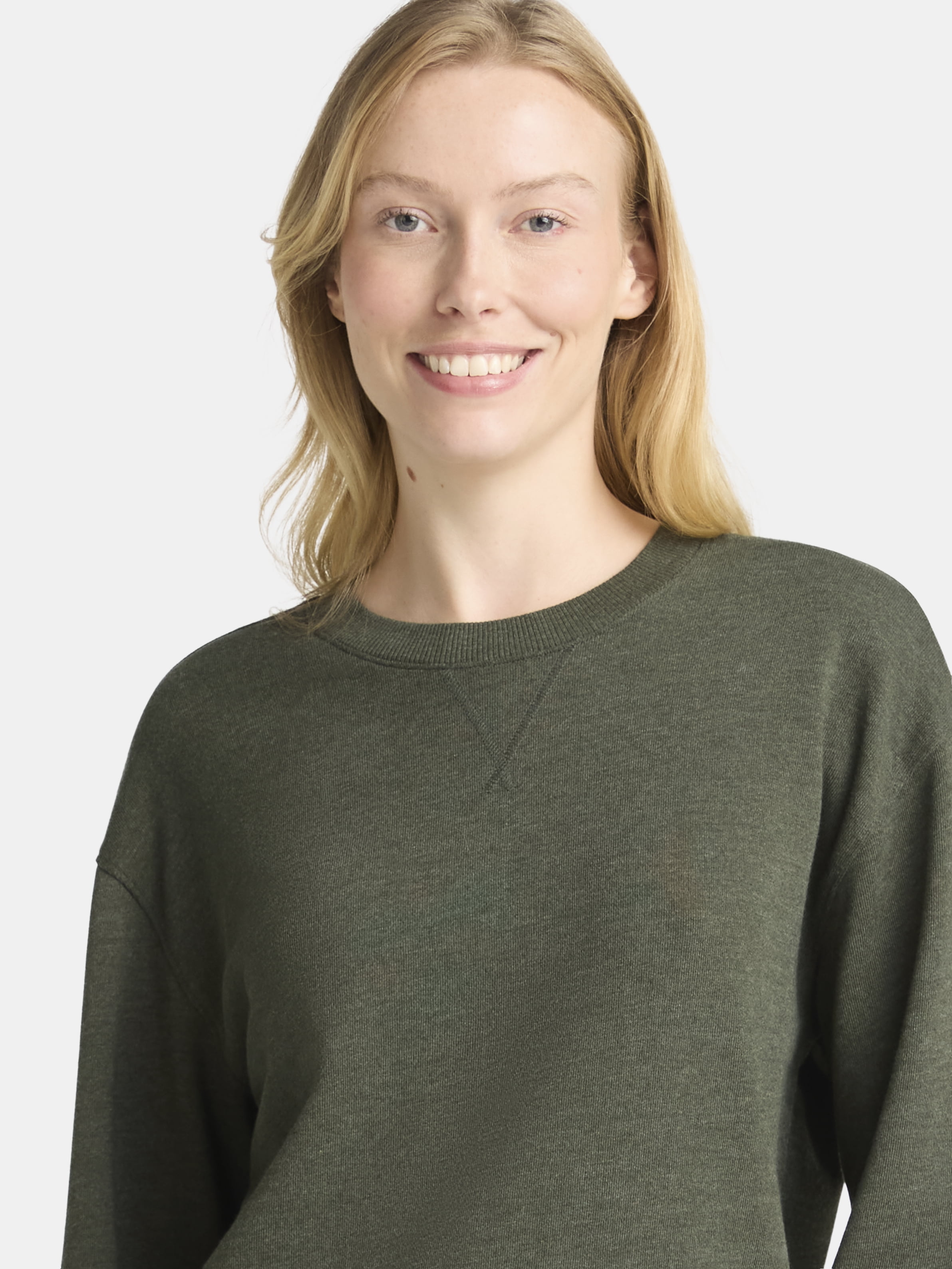 Time and Tru Women's and Women's Plus Crewneck Sweatshirt with Long Sleeves, Sizes XS-4X