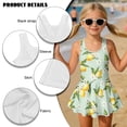 thumbnail image 4 of DISNIMO Girls One Piece Swimsuit Lemon Flower Printed Kids Sleeveless Swimwear Skirted Quick Dry Bathing Suit Soft Stretch Swim Dress Size 7-8, 4 of 8