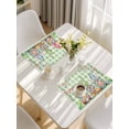 thumbnail image 5 of Easter Bunny Gnomes Placemats Set of 4, Spring Easter Eggs Floral Sage Green Plaid Placemats for Dining Table, Place Mats for Kitchen Tabletop, Waterproof Wipeable Dining Table Mats Set, 5 of 9