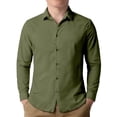 thumbnail image 1 of Kids Linen Button Down Shirts, Solid Long Sleeve Casual Tops for Spring & Summer, 3-14Y, 1 of 5