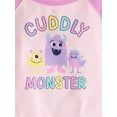 thumbnail image 2 of The Children's Place Baby & Toddler Girls Short Sleeve Cuddly Monster PJs, Sizes 12M-5T, 2 of 4