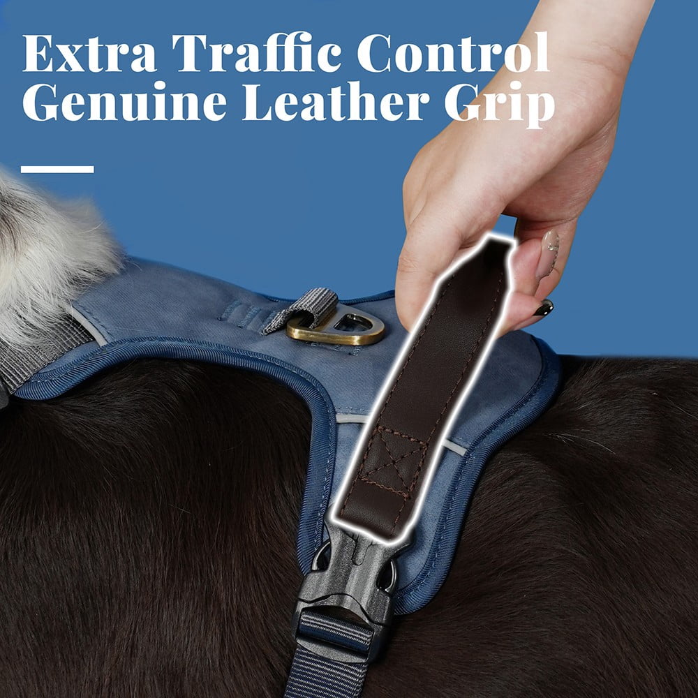 Didog No Pull PU Leather Dog Harness Adjustable Pet Sport Vest with Handle Quick Fit