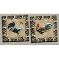thumbnail image 1 of Decorative Bordered French Rooster Bergerac and Pellegrue Set; Country Decor; Two 12x12in Hand-Stretched Canvases, 1 of 1