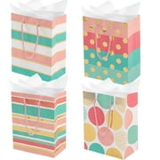 4 pack Large Gift Bags Assorted Premium Rainbow Gift Bags Use for Birthdays, Weddings,Party Favor, Holiday Presents 10.24X12.6X4in