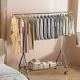 thumbnail image 3 of Clothing Rack Hanging Rack Heavy Duty Load 450 LBS, Metal Rolling Clothes Rack, Free Standing Garment Rack with Sturdy Wheels & Shelves, Portable Closet Wardrobe Rack, Sliver, 3 of 8