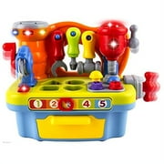 WolVolk Musical Learning Workbench Toy with Tools, Engineering Sound Effects and Lights, and Shape Sorter
