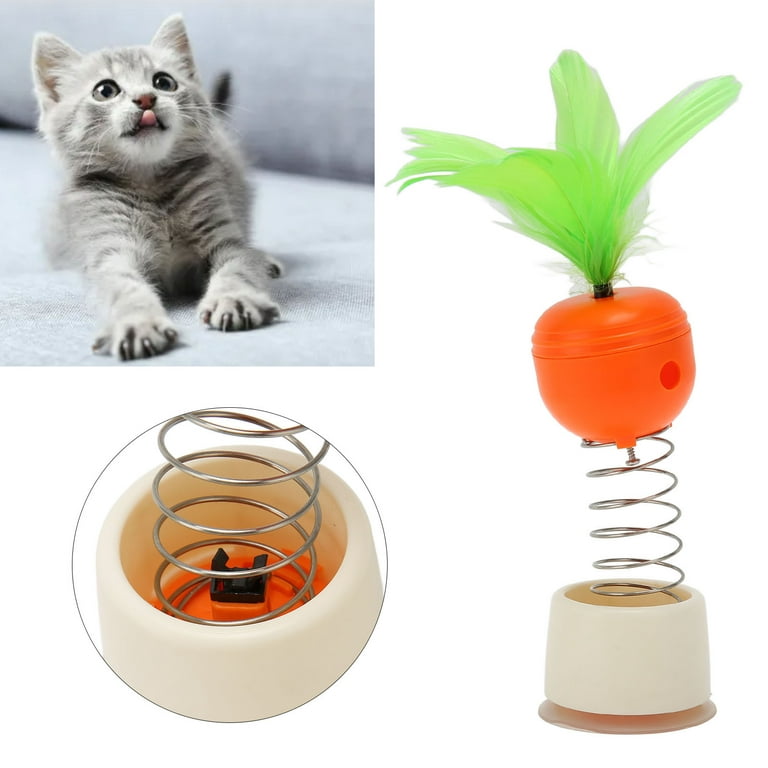 Pet Spring Treat Puzzle Toy Cat Treat Dispenser With Feather
