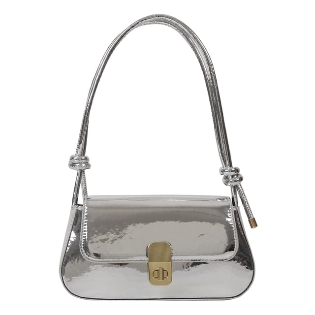 Bolsos informales para mujer bolso de mensajero femenino con cierre de cerrojo Simple de PU brillante a la moda