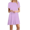 thumbnail image 1 of Offre à Durée Limitée Iumwxz Robes à Manches Courtes Col Rond pour Femmes Tunique Décontractée Plissée Robes Ligne A Robe Graphique à Pois Grande Taille Robes d'Été Robes Tendance pour la Saint-Valentin, 1 of 4