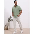 thumbnail image 2 of DARING DIVA Men's Plain Linen Short Sleeve Contrast Color Collar Shirts XL Light Green, 2 of 7