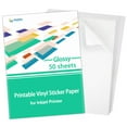 thumbnail image 1 of Gwybkq Sticker Paper Printable Vinyl for Inkjet Printer, 50 Sheets Glossy White Waterproof Labels, 1 of 4