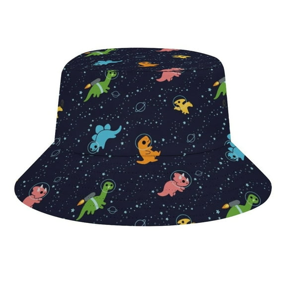 Dinosaurs in Space Bucket Hats for Women Men Travel Fashion Sun Cap Packable Outdoor Fisherman Hat