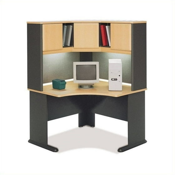 Bush Business Series A 48 Corner Computer Desk With Hutch In Beech