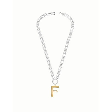 No Boundaries Mixed Metal Initial Bubble Letter Necklace, 1 Piece, Letter F