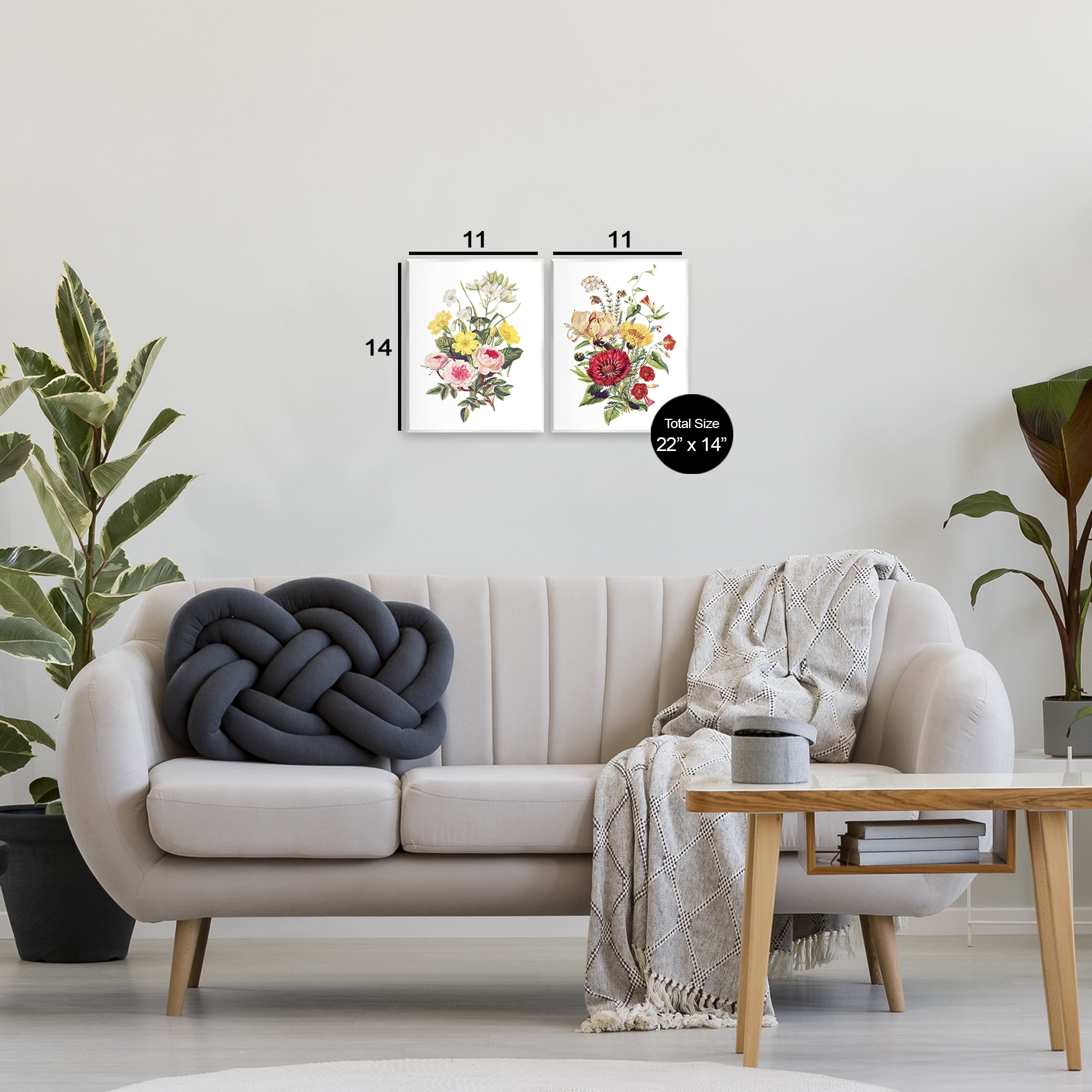 Mixed Flower Bushels 2 Piece Wall Plaque Art Set, design by Lettered and Lined