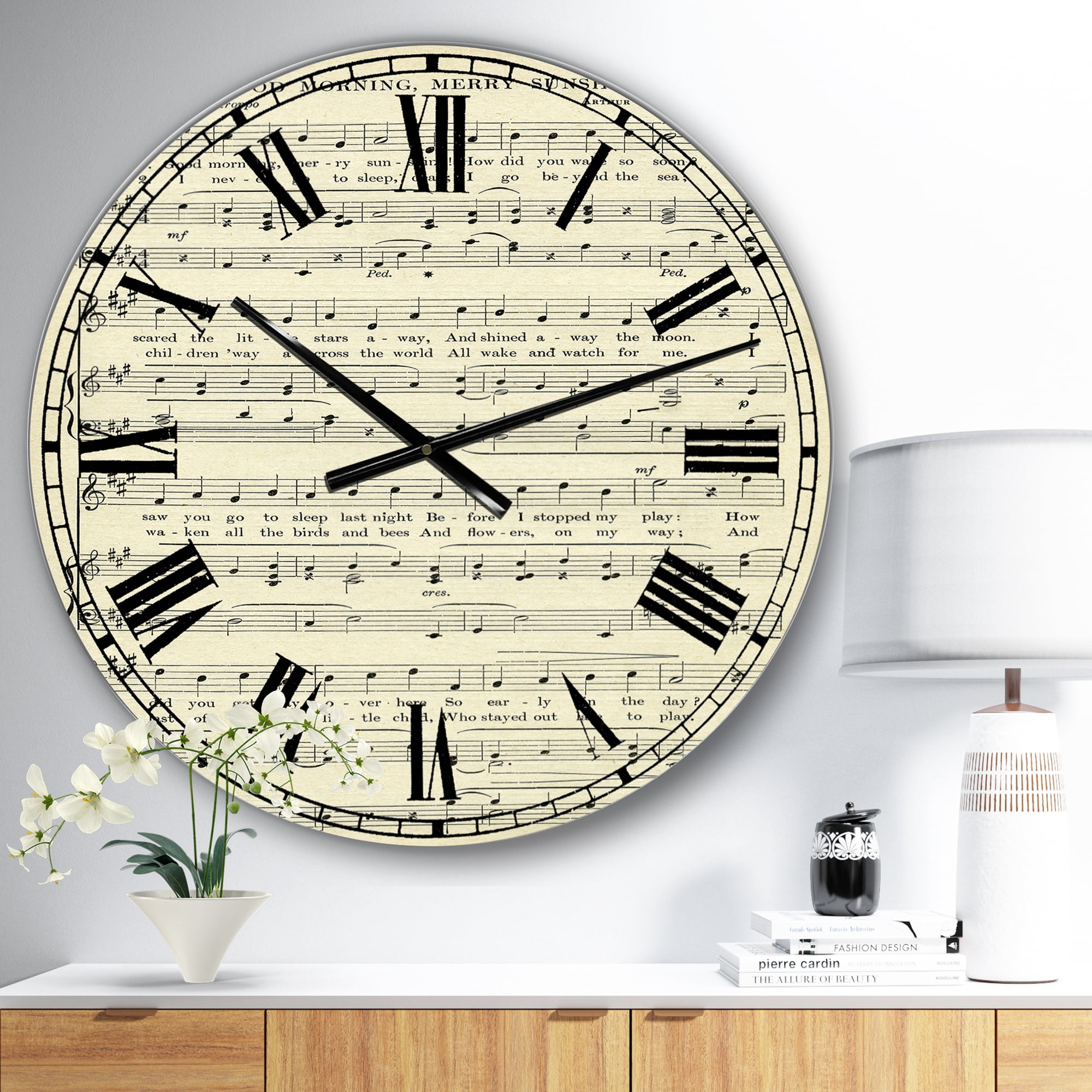 Designart Oversized Green Analog Round Cottage Modern Wall Clocks, CLM25647-C23