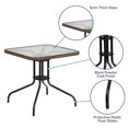 thumbnail image 2 of 28'' Square Tempered Glass Metal Table with Black Rattan Edging, 2 of 6