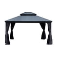 thumbnail image 2 of Mondawe 10x12 Ft Outdoor Aluminum Plastic Hardtop Gazebo with Curtains and Mosquito Netting, Metal Garden Canopy for Backyard, 2 of 10