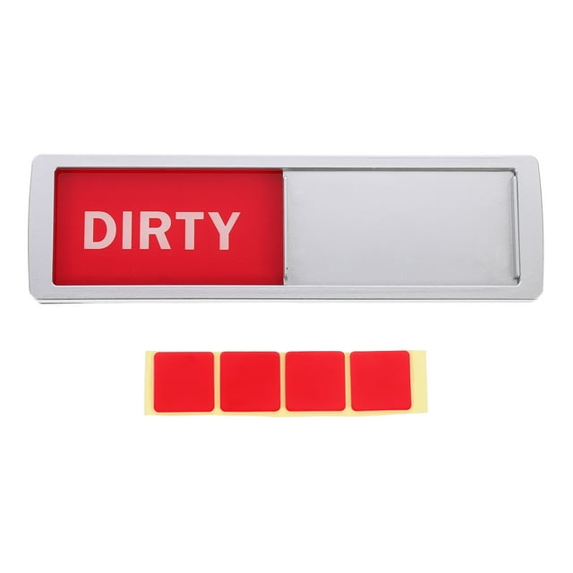 KONTONTY Clean Dirty Magnetic Sign Kitchen Use Waterproof ABS Silver 1Set