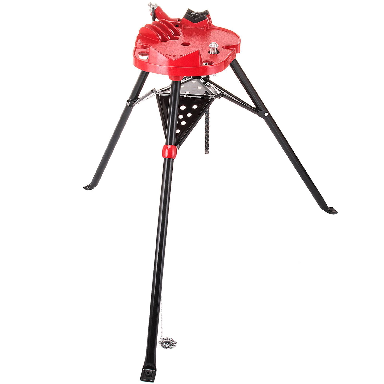 460-6 Tripod Pipe Chain Vise 1/8\"-6\" Capacity,Pipe Stand Portable Foldable Steel Legs,Pipe Jack Stands with Tool Tray, Tripod Stand Chain Vise Ideal for a Variety of Pipe Materials