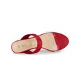 thumbnail image 4 of BLISSFUL STEP Mules à Talons Blocs à Double Bride Transparente pour Femmes, Sandales à Enfiler Rouges 8, 4 of 6