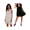 thumbnail image 3 of LMLYSoH Women's Summer Mini Dress Sleeveless Casual Loose Fit Dress Wide Pointed Collared and Lace Trimmed Hem, 3 of 9
