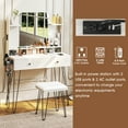 thumbnail image 4 of TC-HOMENY Makeup Vanity Table Set with Power Station, Dressing Table w/ Mirror & 2 Drawers, Vanity Desk for Bedroom, dressing room, White, 4 of 10