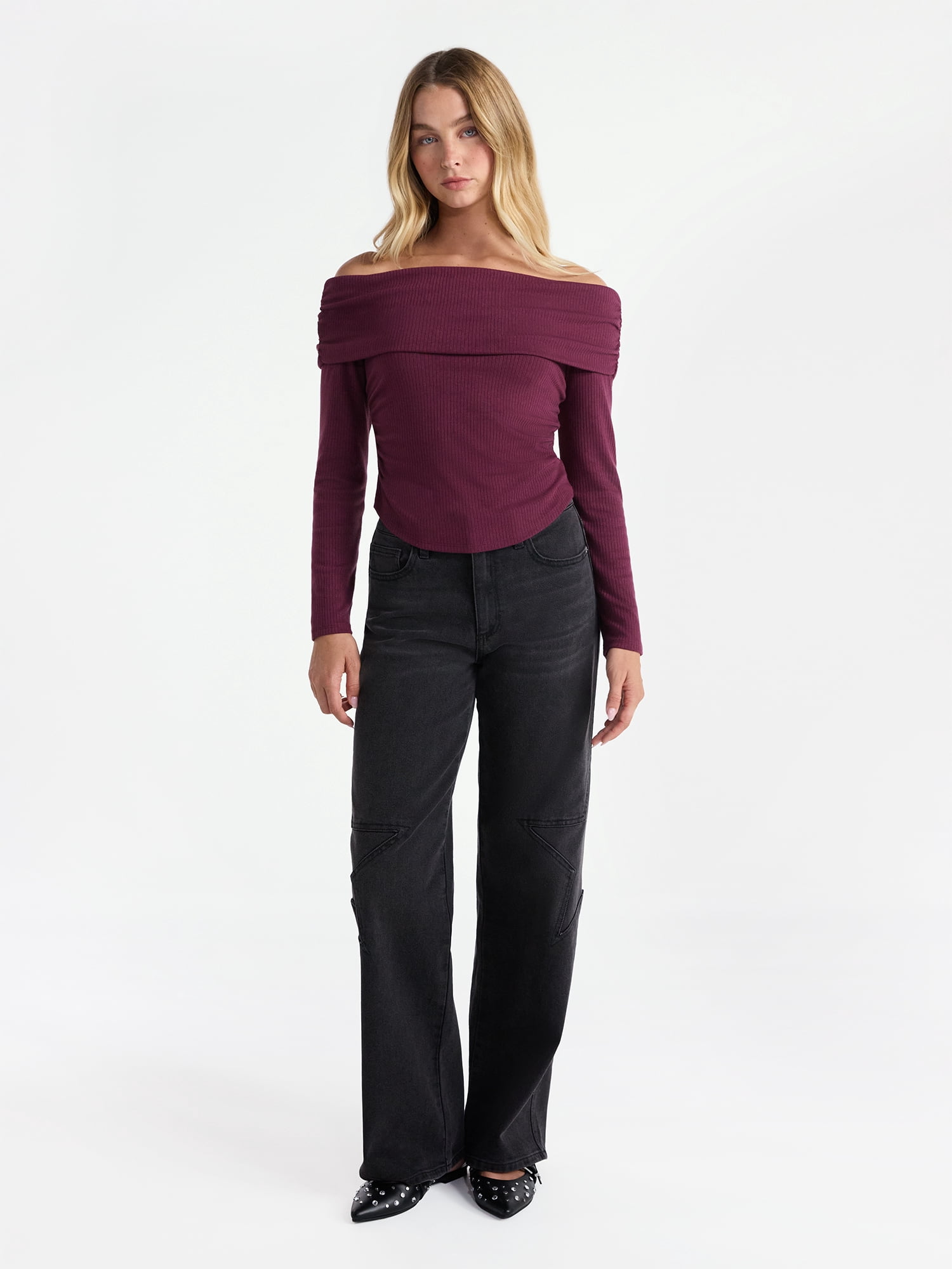 No Boundaries Mid-Rise Star Jeans, 31" Inseam, Women's