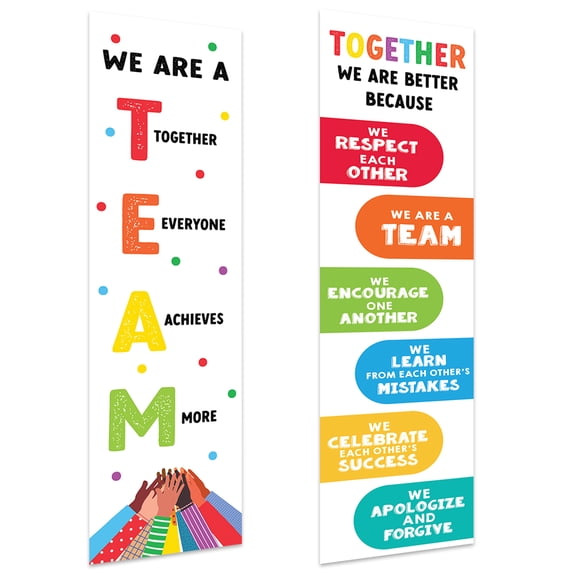 Koyal Wholesale Large Team Classroom Banner Poster Sign for Teachers, Door, Wall Decor, Diversity Theme, 2-Pk