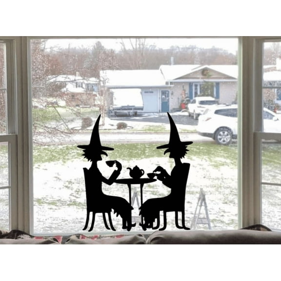 Witches Tea Party Halloween Window Cling Decal|Halloween Decor|Reusable